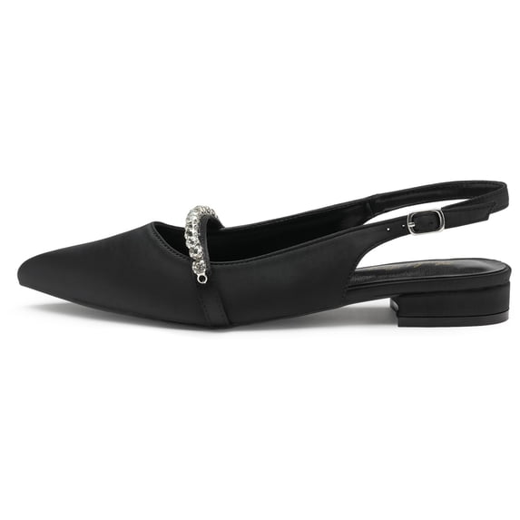 Women Slingback Flats with Rhinestone Pointed Toe Flats for Women Dressy Shoes
