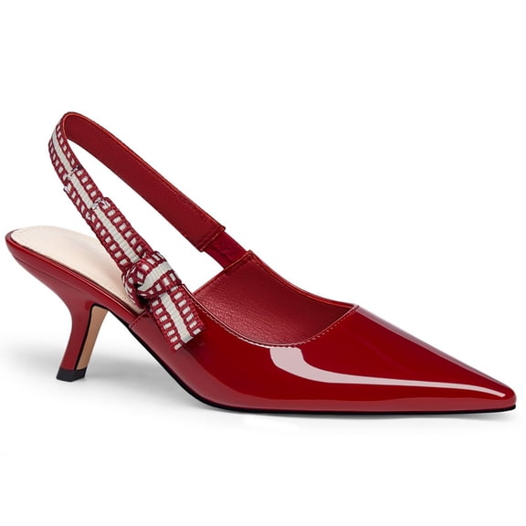 Women  Slingback Low-Heel Shoes with Bow Accent — Pointed-Toe, Knitted Slip-on Style