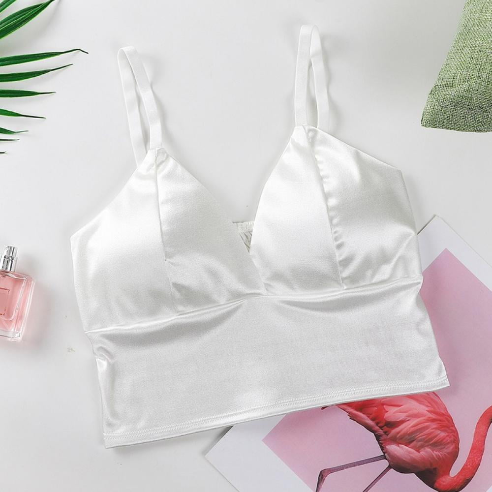 Glossy Wrapped Chest Bra Slings Women Slings Bra V-neck Triangle Cup  Underwear Wirefree Lightly Lined Triangle Bralette Vest 
