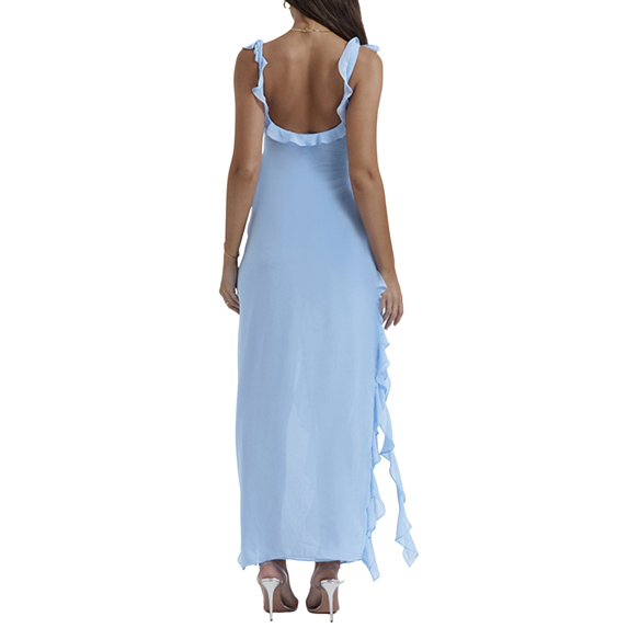 Women Slip Dresses High Slit Sexy Solid Color Long Polyester Spandex Fashionable Party Night Out Wear