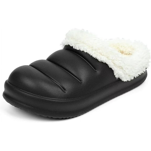 Women Slip On Clogs Indoor Outdoor Furry Lining House Slippers Waterproof Lightweight Bedroom Slides
