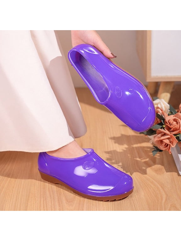 Women Slip‑On Garden Rain Shoes, Waterproof Low‑Cut Rubber Shoes, Non‑Slip Comfort Mud Working Shoes for Outdoor Gardening Farm