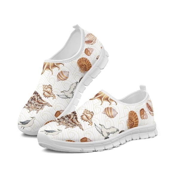 Women Slip on Shoe Marine Life Conch Seagull Breathable Running Walking Sneakers Breath Mesh Shoes Female Flat Shoe