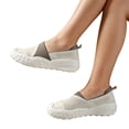 thumbnail image 1 of Women Slip on Sneakers Breathable Knit Mesh Walking Shoes Reinforced Toe Cap Thick Cushioned Comfort Sole Casual Footwear Khaki 5.5(35), 1 of 6