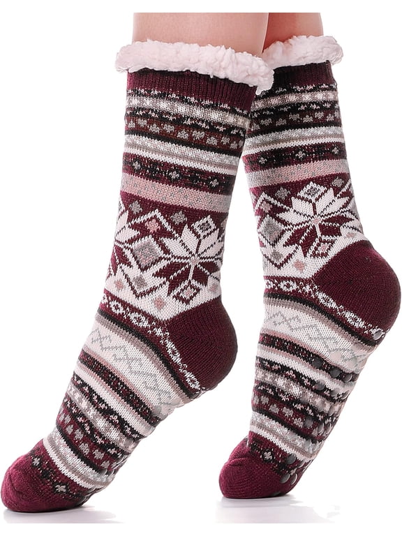 Women Slipper Fuzzy Socks Fluffy Cozy Cabin Warm Winter Soft Thick Comfy Fleece Non Slip Home Socks 1Pairs