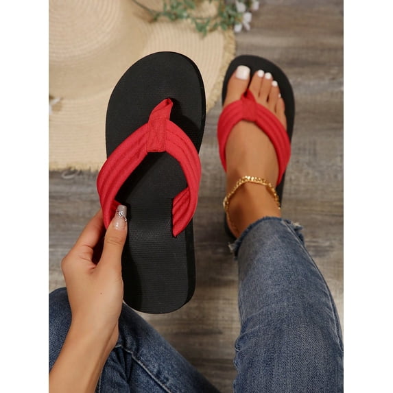 Women Slipper Open Toe Slide Sandal Anti-Slip Flat Sandal For Summer Beach Multiple Colors