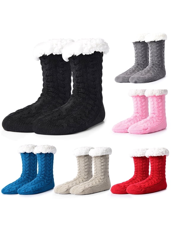 Women Slipper Socks Fuzzy Fluffy Cozy Cabin Winter Fleece Soft Warm Comfy Thick Christmas Grips Home Socks