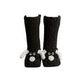 thumbnail image 1 of Women Slipper Socks Non Slip Fluffy Winter Warm Thick Thermal Cozy Cabin Soft Fleece Home Grips Socks Black, 1 of 4