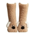 thumbnail image 1 of Women Slipper Socks Non Slip Fluffy Winter Warm Thick Thermal Cozy Cabin Soft Fleece Home Grips Socks Coffee, 1 of 4