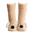 thumbnail image 1 of Women Slipper Socks Non Slip Fluffy Winter Warm Thick Thermal Cozy Cabin Soft Fleece Home Grips Socks Light Brown, 1 of 4