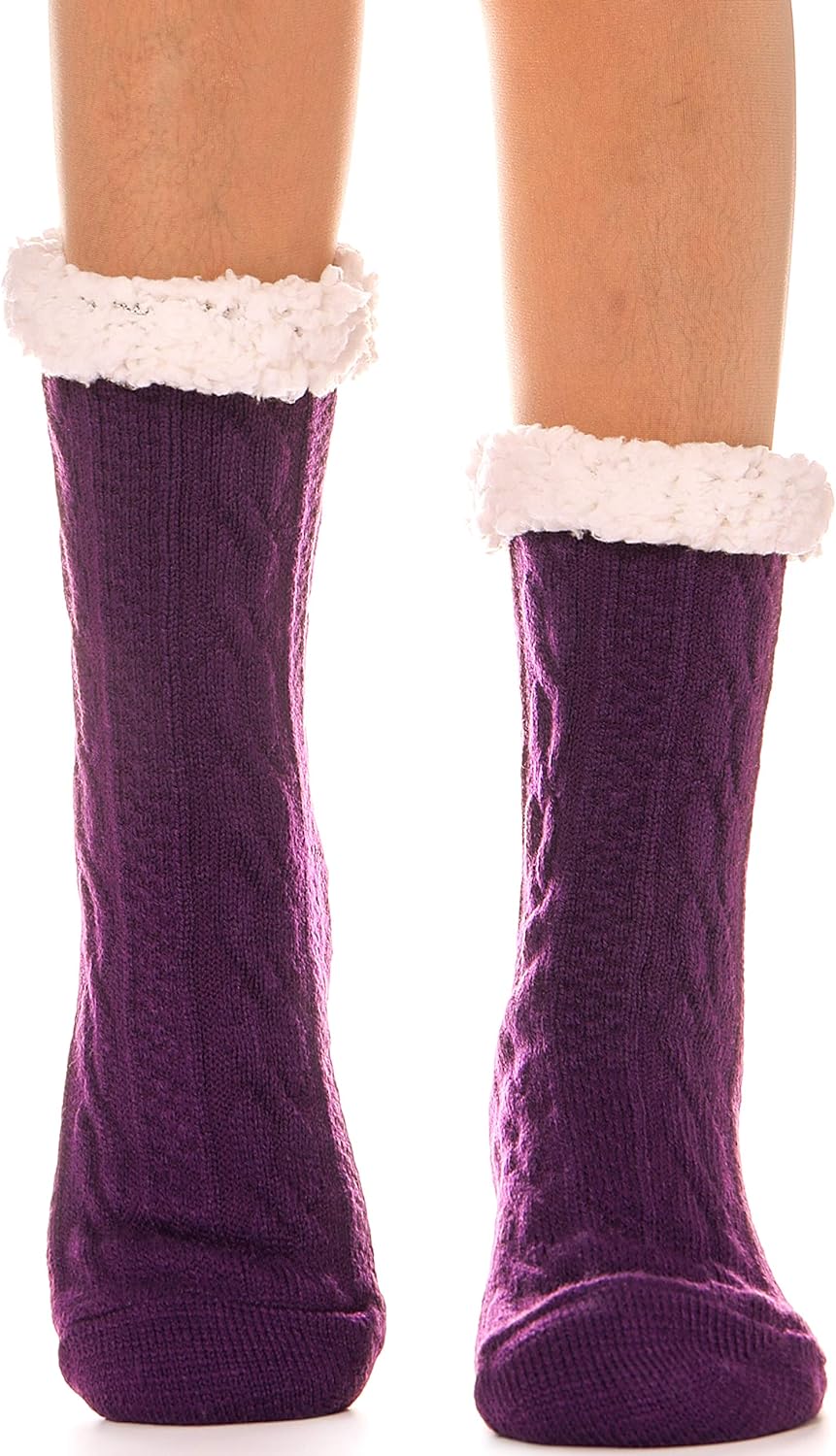 Women Slipper Socks with Grip Non Slip Fluffy Fuzzy Cabin Cozy Warm ...
