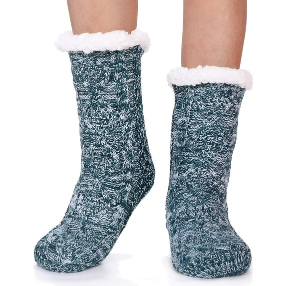 Women Slipper Socks with Grip Non Slip Fluffy Fuzzy Cabin Cozy Warm Comfy Soft Fleece Home Gift Socks