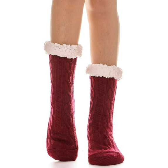 Women Slipper Socks with Grip Non Slip Fluffy Fuzzy Cabin Cozy Warm Comfy Soft Fleece Home Gift Socks