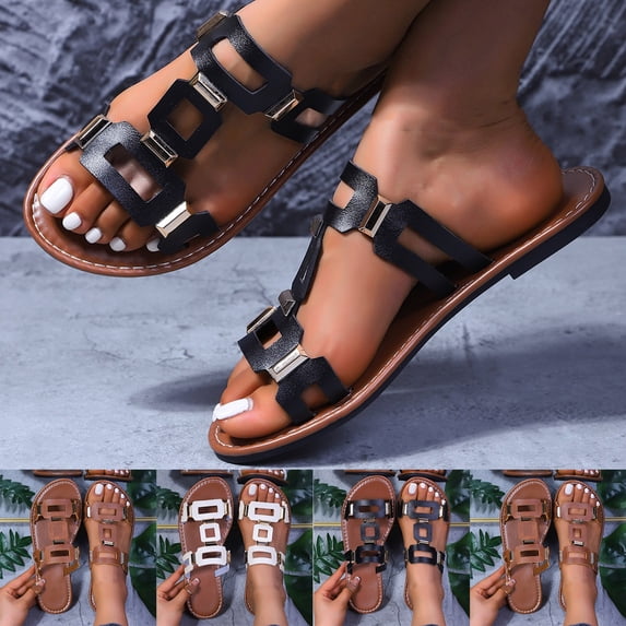 Women Slippers Flat Heel Open Toe Slip-on Slides Slippers Women's Casual Outdoor Indoor Comfortable Sandals Shoes
