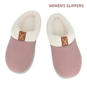 Women Slippers, House Cozy Slippers for Women, Soft Wool-Like Plush Slippers for Indoor & Outdoor with Memory Foam Non-Slip Sole, Dirty Pink, Size 5-6