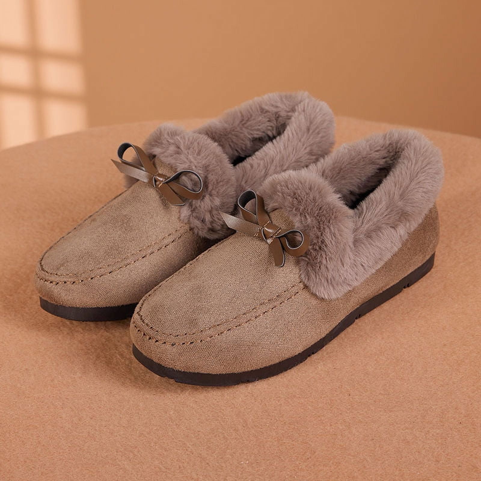 Women Slippers Moccasins, Soft Faux Fur Lining with Cozy Memory Foam, Ladies House Slippers for