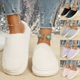 thumbnail image 1 of Women Slippers Non-Slip Flat Heel Closed Toe Slip-on House Warm Shoes Women's Fashion Casual Home Indoor Outdoor Plus Velvet Warm SlippersPink 8.5, 1 of 10