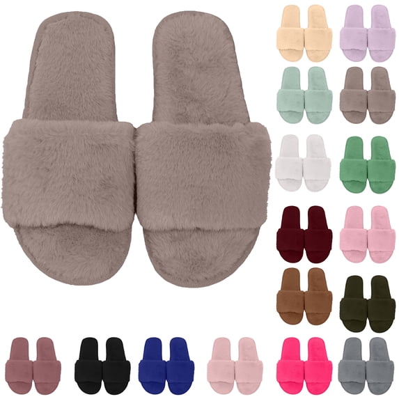Women Slippers Non-Slip Flat Heel Open Toe Slip-on House Warm Shoes Women's Fashion Casual Home Indoor Outdoor Plus Velvet Warm Slippers