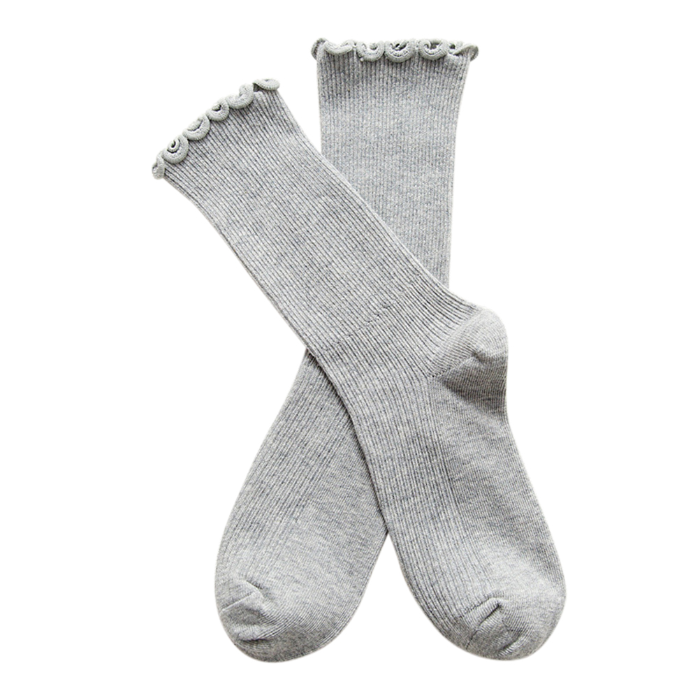 Women Slouch Sock Breathable Thin Scrunch Socks Flower-edge Trimming ...