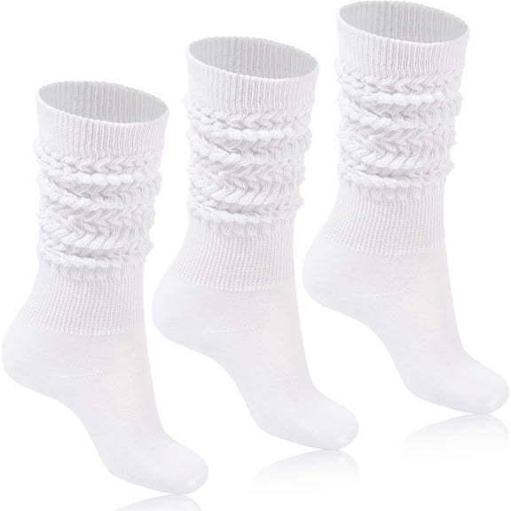 Women Slouch Socks 3 Pairs Extra Long Cotton Knit Knee High Thick Scrunch Socks Size 5-11