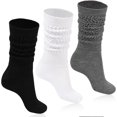 thumbnail image 1 of LAKIDAY Women Slouch Socks 3 Pairs Long Cotton Knee High Thick Scrunch Socks, 1 of 6