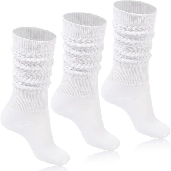 LAKIDAY Women Slouch Socks 3 Pairs Long Cotton Knee High Thick Scrunch Socks