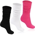 thumbnail image 1 of LAKIDAY Women Slouch Socks 3 Pairs Long Cotton Knee High Thick Scrunch Socks, 1 of 6