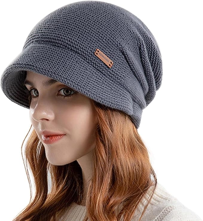 Women\'s Fleece Lined Knit Beanie Hat Slouchy Warm Winter Skull Cap Beanies Women Fleece Lined Beanie Winter Hats for Women  main image 4