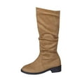 thumbnail image 1 of Women Slouchy Mid Calf Flat Boots Extra Wide Calf Knee High Boots Round Toe Side Zip Fall Winter Fashion Comfortable Boots Wide Width Slouchy Ladies Boots, 1 of 7