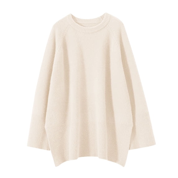 Women Slouchy Sweater Crewneck Long Sleeve Baggy Solid Color Furry Pullover Tops Loose Fit Fall Winter Tops Clothes