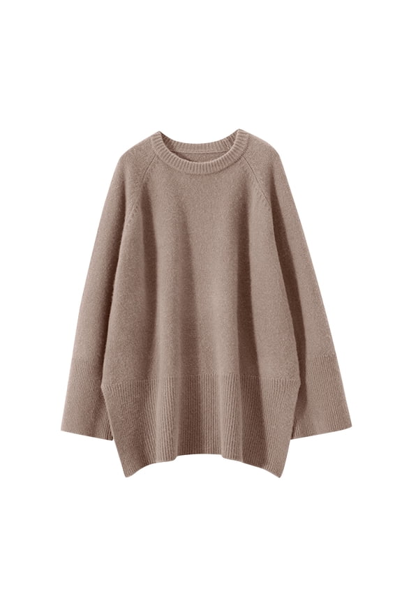 Women Slouchy Sweater Crewneck Long Sleeve Baggy Solid Color Furry Pullover Tops Loose Fit Fall Winter Tops Clothes