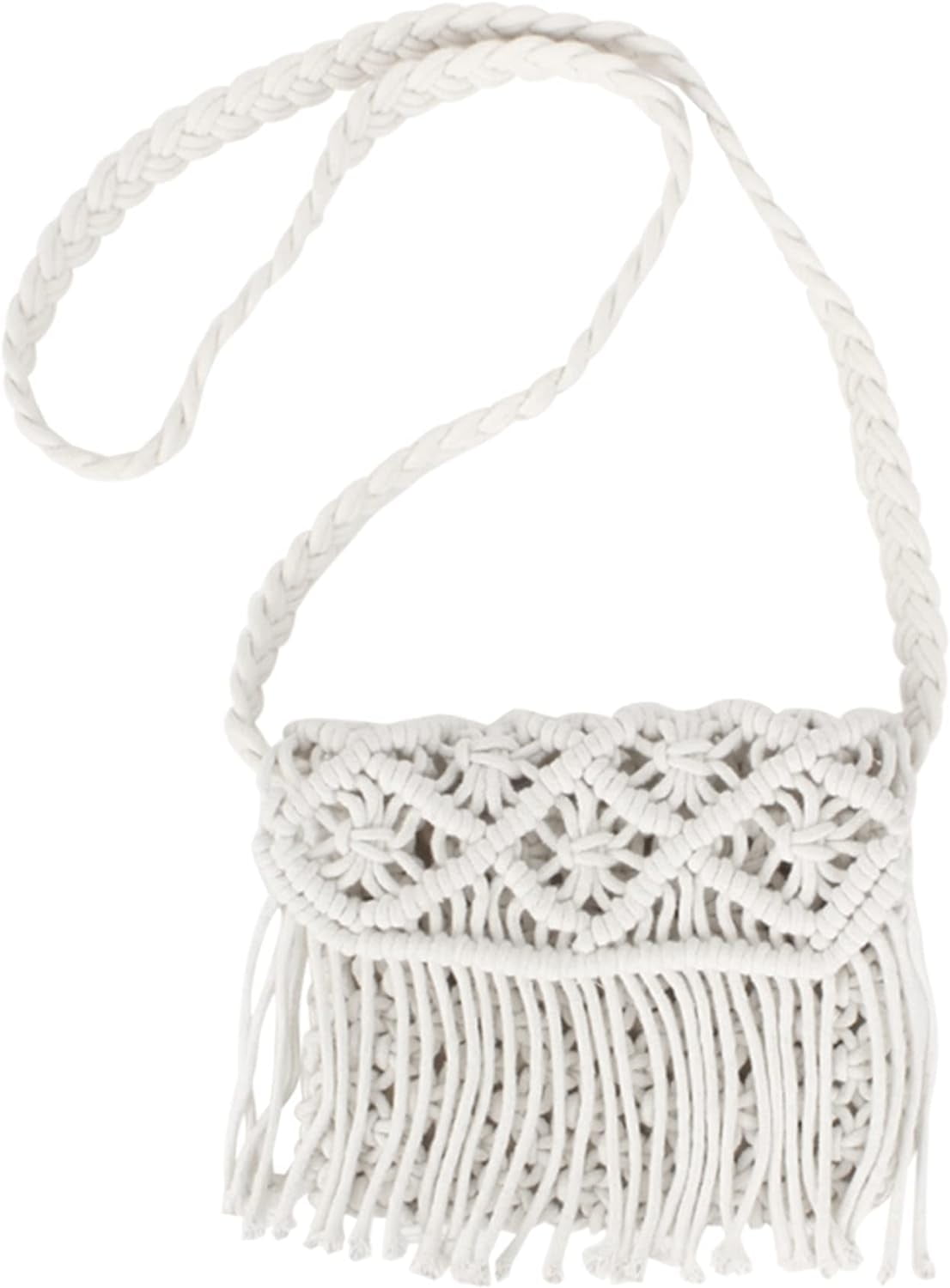 Women Small Cotton Crochet Cross-body Bag Bohemian Shoulder Bag Purse