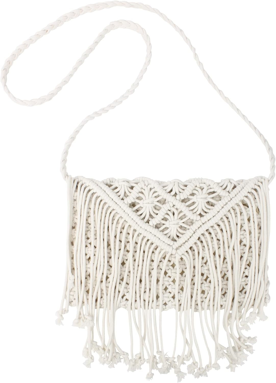 Women Small Cotton Crochet Cross-body Bag Bohemian Shoulder Bag Purse