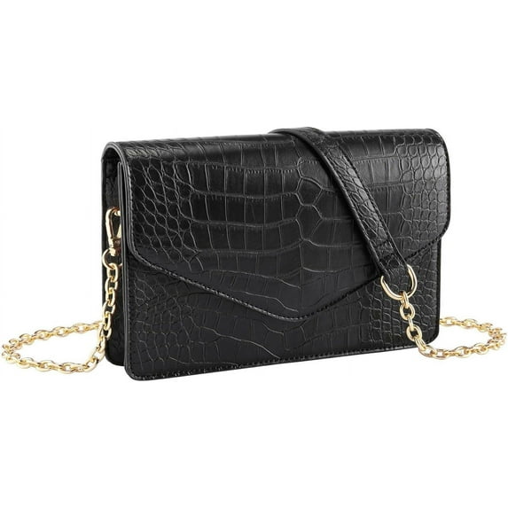 Women Small Crossbody Handbag Purse Crocodile Classic Clutch Shoulder Handbag PU Leather Chain Evening Dress Bag