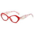thumbnail image 1 of Women Small Egg Designer Reading Glasses 4.00 Red Spring Hinges Blue Light Blocking Readers +4.0, 1 of 6