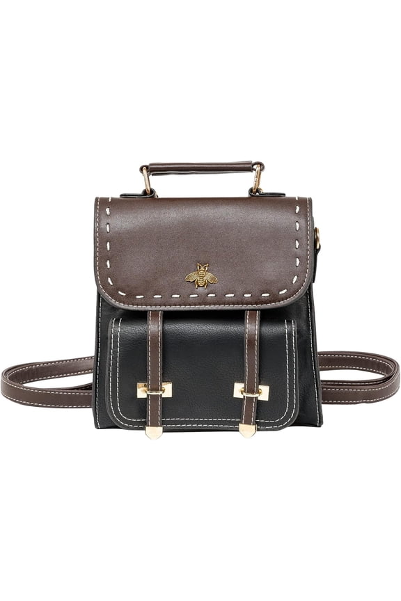 Women Small Fashion Backpack, Retro Mini Daypack Casual Satchel Purse Contrast Color Design