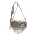 thumbnail image 1 of Women Small Heart Rivet Bag PU Leather Solid Color Girls Dating Bag (Silver), 1 of 9