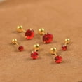 thumbnail image 1 of Women Small Red Round Diamond Stud Earrings, Hypoallergenic Stainless Steel Earrings 4mm, 1 of 4