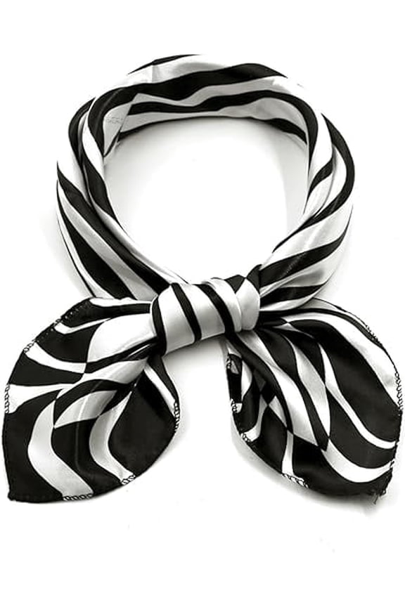 Women Small Square Scarf Scarves Leopard Printed Striped Polka Dots Pattern Kerchief Neckerchief Black White Zebra Pattern