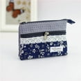 thumbnail image 1 of Women Small Zipper Coin Purse - Handmade Fabric Flower Embroidered Change Pouch - Cotton Double Zipper Wallet, 1 of 3