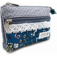 thumbnail image 1 of Women Small Zipper Coin Purse - Handmade Fabric Flower Embroidered Change Pouch - Cotton Double Zipper Wallet, 1 of 4