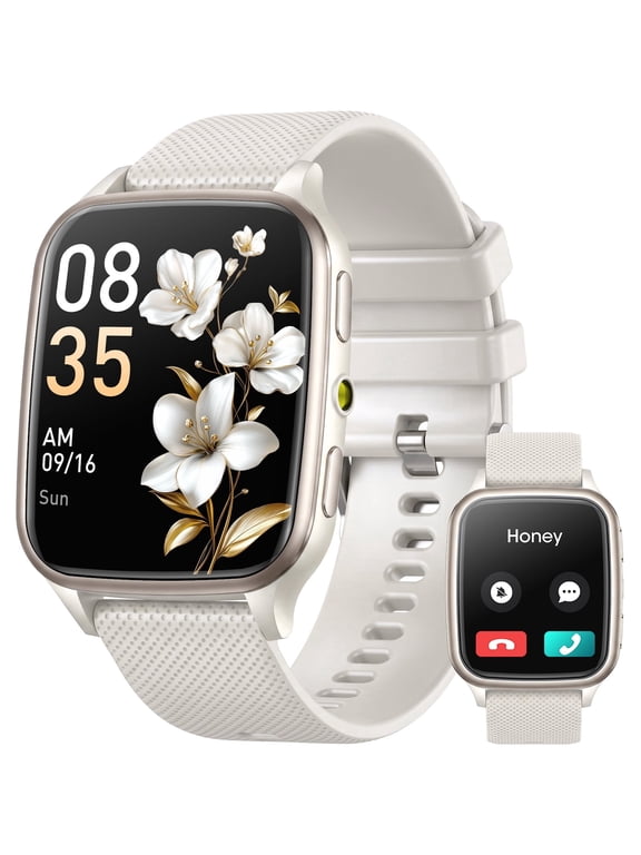 Smart Watch for Women Men, 1.93-inch TFT HD Screen Fitness Tracker, Fits for Android & iPhone, Make & Receive Calls, 120 Sports Modes, IP68 Waterproof Pedometer Smartwatch Gift (White)