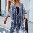 thumbnail image 1 of Women Smock With Hollowed Out Tassels Sunshade Vacation Beach Shawl Top Christmas Shawl for Women with Pockets Antique Silk Piano Shawl Shawl with Sleeves Jacket Buttons for Women Fall Blanket Scarf, 1 of 6