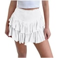 thumbnail image 1 of Women Smocked Ruffle Mini Skirt High Waisted A-Line Summer Cute Short Skirts Golf Tennis Cake Skirt Plus Size, 1 of 5