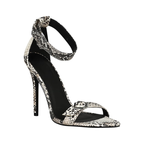 Women Snake Embossed Open Pointy Toe Stiletto Heel 18419