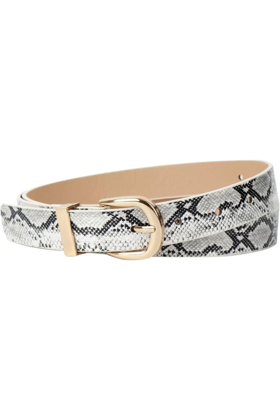 Women Snakeskin Print Skinny Thin Faux Leather Belt Jeans Pants Dress Waist Belt