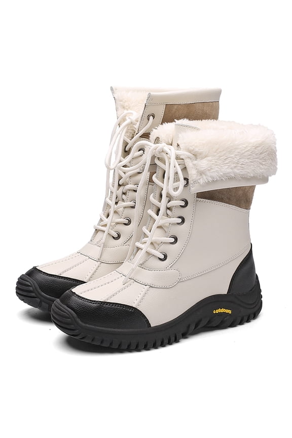 Women Snow Boots Large Warm Shoes PU Leather Snow Boots Thickened Vogue Snow Boots