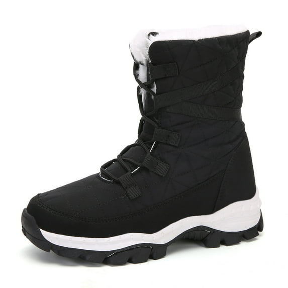Women Snow Boots Non Slip Fur Lined Water Resistant Insulated Comfortable Lace Up Outdoor Winter Booties for Lady Girl Female