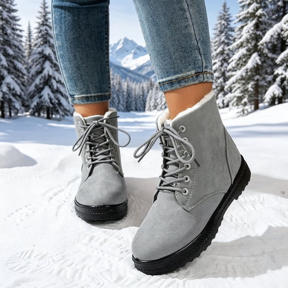Women Snow Boots Winter Outdoor Boots Thick Fleece Lined Warm Lace Up Non-Slip Thick Sole Comfort Casual Fashion for Daily Leisure Outdoor Travel
