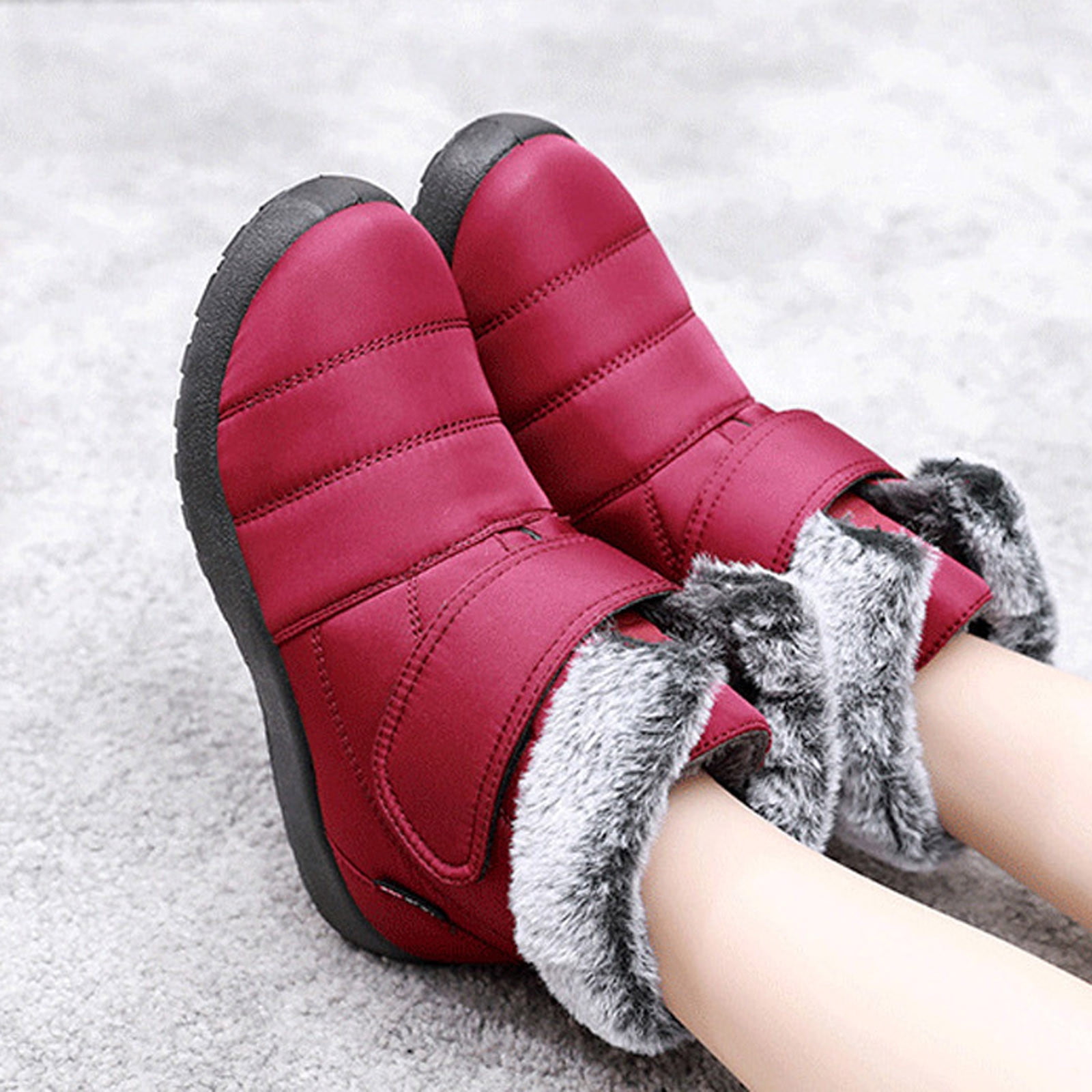 Women Snow Boots Winter Shoes With Fur Lined Warm Slip On Boots For Women Waterproof Booties 0699